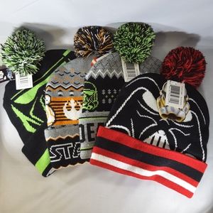Lot of 3 NEW Mens Boys Star Wars Hats Beanie Pom